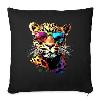 Leopard Panther Raubkatze Katze Panter Leoparden - Sofakissenbezug 45 x 45 cm - Schwarz - Vorne
