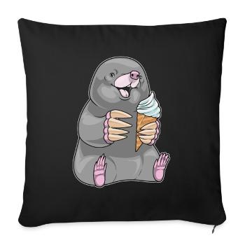 Maulwurf Waffeleis - Sofakissenbezug 45 x 45 cm - Schwarz - Vorne