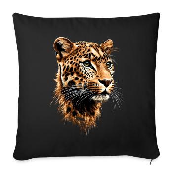 Leopard Panther Raubkatze Katze Panter Leoparden - Sofakissenbezug 45 x 45 cm - Schwarz - Vorne