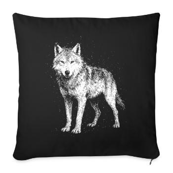 Le loup dans toute sa splendeur - Housse de coussin décorative 45 x 45 cm - noir - Devant
