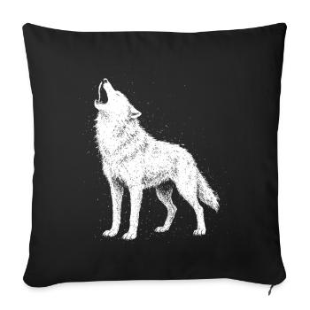 Wolf howl - Sofa pillowcase 17,3'' x 17,3'' (45 x 45 cm) - black - Front