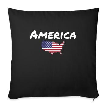 America USA Map American Flag America - Sofa pillowcase 17,3'' x 17,3'' (45 x 45 cm) - black - Front