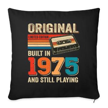 Original 1975 Rétro Cassette Design 50e anniversaire - Housse de coussin décorative 45 x 45 cm - noir - Devant