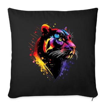 Panther Leopard Raubkatze Süße Großkatze Panter - Sofakissenbezug 45 x 45 cm - Schwarz - Vorne