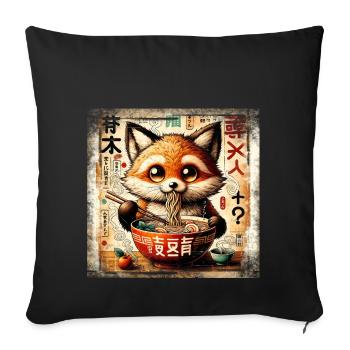 Ramen Fuchs Grunge Poster Style - Sofakissenbezug 45 x 45 cm - Schwarz - Vorne