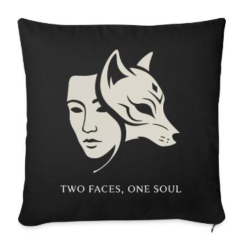 Dual Mask: Human & Animal - Two Faces One Soul - Sofa pillowcase 17,3'' x 17,3'' (45 x 45 cm) - black - Front