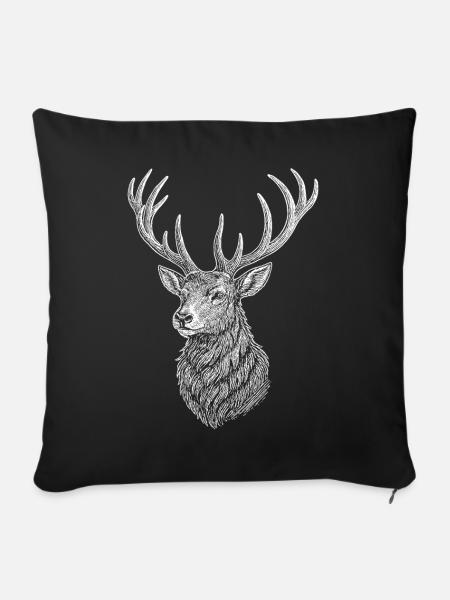 Hirsch - Sofakissenbezug 45 x 45 cm - Schwarz