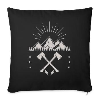 Robustes Berg-Sonnenaufgangsaxt-Emblem - Sofakissenbezug 45 x 45 cm - Schwarz - Vorne