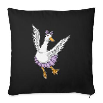 Canard Ballerine Ballet Danse - Housse de coussin décorative 45 x 45 cm - noir - Devant