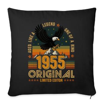 Vintage 1955 70th Birthday Original 1955 Vintage - Sofa pillowcase 17,3'' x 17,3'' (45 x 45 cm) - black - Front