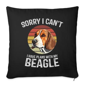Illustration humoristique de beagle avec coucher de soleil rétro - Housse de coussin décorative 45 x 45 cm - noir - Devant