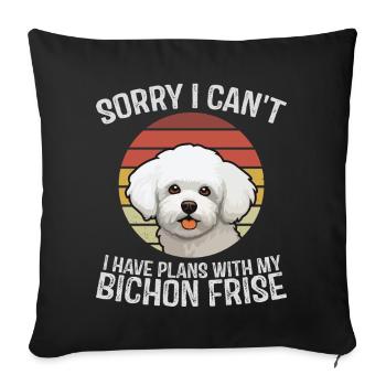 Cute Bichon Frise with Humorous Quote - Sofa pillowcase 17,3'' x 17,3'' (45 x 45 cm) - black - Front