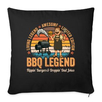 Rétro BBQ Légende Drôle Grill Père Fête des Pères - Housse de coussin décorative 45 x 45 cm - noir - Devant
