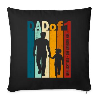 Cadeau papa et fils – Design vintage pour la fête des pères - Housse de coussin décorative 45 x 45 cm - noir - Devant