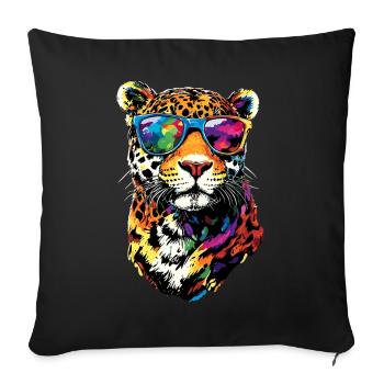 Jaguar Big Cat Panther Wild Cat Cute Jaguar - Sofa pillowcase 17,3'' x 17,3'' (45 x 45 cm) - black - Front