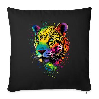 Jaguar Big Cat Panther Wild Cat Cute Jaguar - Sofa pillowcase 17,3'' x 17,3'' (45 x 45 cm) - black - Front