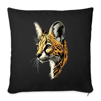 Serval Big Cat Africa Savannah Leopard Cats - Sofa pillowcase 17,3'' x 17,3'' (45 x 45 cm) - black - Front
