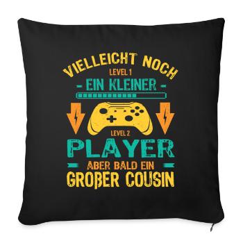 Only child complete I'll soon be a Big Cousin - Sofa pillowcase 17,3'' x 17,3'' (45 x 45 cm) - black - Front