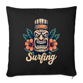 Tiki Surfing Vibes – Pure Hawaiian Feeling - Sofa pillowcase 17,3'' x 17,3'' (45 x 45 cm) - black - Front