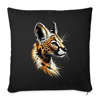 Serval Big Cat Africa Savannah Leopard Cats - Sofa pillowcase 17,3'' x 17,3'' (45 x 45 cm) - black - Front