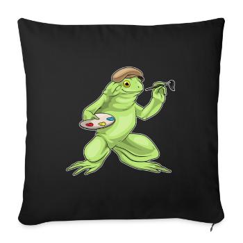 Frog Painter Brush Painting - Sofa pillowcase 17,3'' x 17,3'' (45 x 45 cm) - black - Front