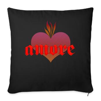 amore with burning heart - Sofa pillowcase 17,3'' x 17,3'' (45 x 45 cm) - black - Front