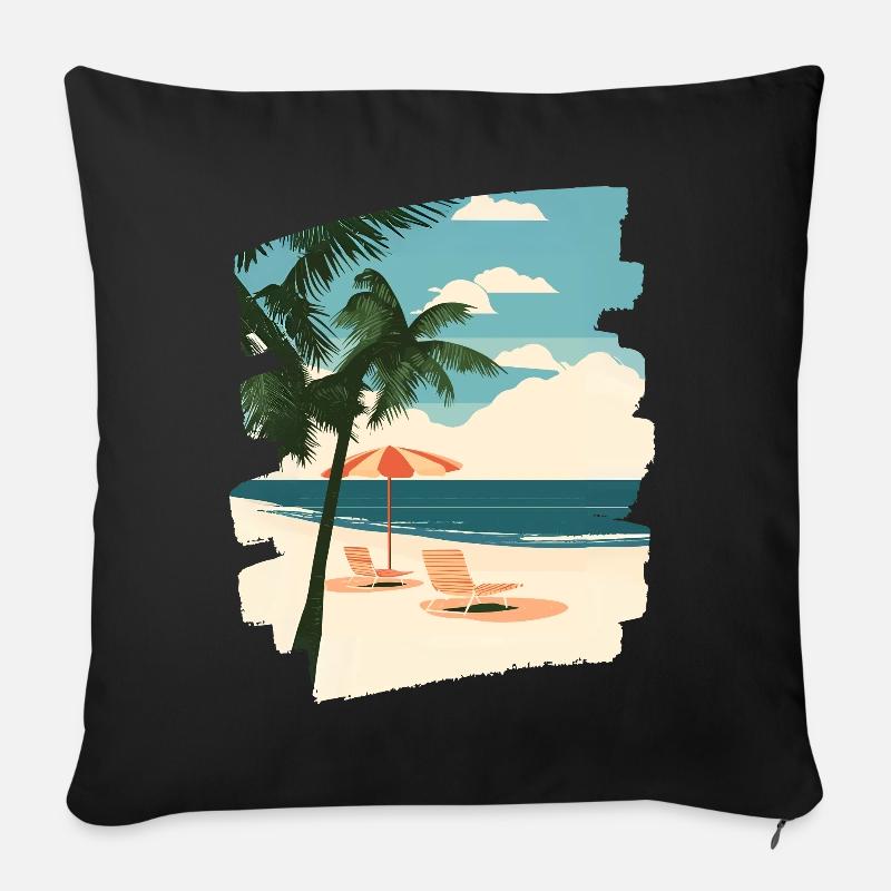 Strand Palmen Sonne Sommer - Sofakissenbezug 45 x 45 cm - Schwarz
