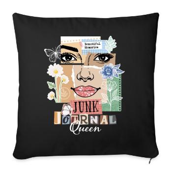 Junk Journal Queen – Vintage Collage - Sofa pillowcase 17,3'' x 17,3'' (45 x 45 cm) - black - Front