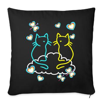 Retro Katzen Katze Kinder Mädchen Jungen Teenies - Sofakissenbezug 45 x 45 cm - Schwarz - Vorne