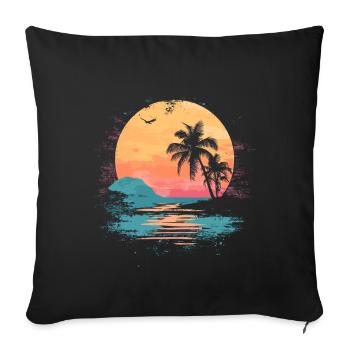 Palm Tree Sunset Summer Sun - Sofa pillowcase 17,3'' x 17,3'' (45 x 45 cm) - black - Front