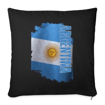Drapeau argentin vertical, j’adore l’Argentine - Housse de coussin décorative 45 x 45 cm - noir - Devant