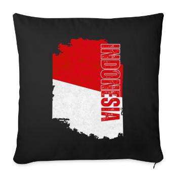 Vertical Indonesia flag, I love Indonesia - Sofa pillowcase 17,3'' x 17,3'' (45 x 45 cm) - black - Front