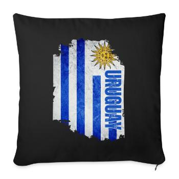 Vertical Uruguay flag, Uruguayan pride - Sofa pillowcase 17,3'' x 17,3'' (45 x 45 cm) - black - Front