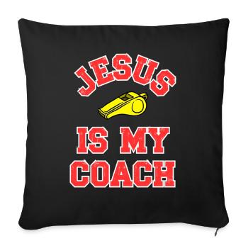 Jésus en tant que coach Conception de motivation - Housse de coussin décorative 45 x 45 cm - noir - Devant