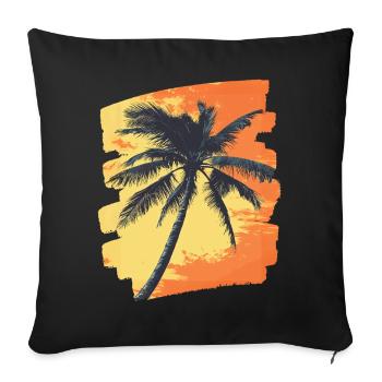 palmier coucher de soleil été - Housse de coussin décorative 45 x 45 cm - noir - Devant