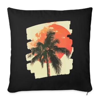 palmier coucher de soleil été - Housse de coussin décorative 45 x 45 cm - noir - Devant