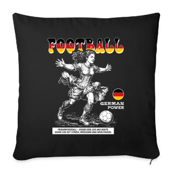 GER Fußballerin Shirt: Einsatz im Strafraum - Sofakissenbezug 45 x 45 cm - Schwarz - Vorne