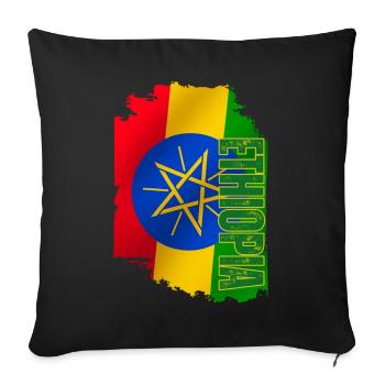 Ethiopia Flag Vertical, I Love Ethiopia - Sofa pillowcase 17,3'' x 17,3'' (45 x 45 cm) - black - Front