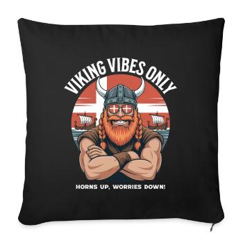 Viking Vibes Seulement Cool Dessin animé Danemark Vikings - Housse de coussin décorative 45 x 45 cm - noir - Devant