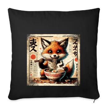 Ramen Fuchs - Sofakissenbezug 45 x 45 cm - Schwarz - Vorne