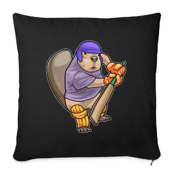 Beaver Cricket Batte de cricket - Housse de coussin décorative 45 x 45 cm - noir - Devant