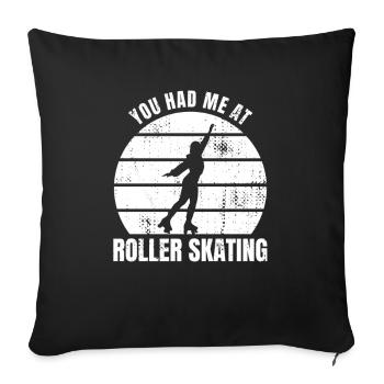 Tu m’as eu au patin à roulettes - Housse de coussin décorative 45 x 45 cm - noir - Devant