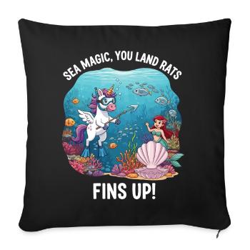 Sea Magic with Unicorn - Sofa pillowcase 17,3'' x 17,3'' (45 x 45 cm) - black - Front