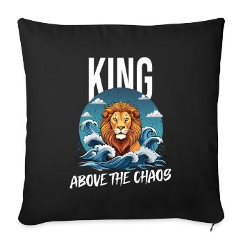 Tête de lion majestueuse avec le bruit de l’eau - Housse de coussin décorative 45 x 45 cm - noir - Devant