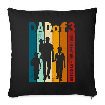 Papa & 3 Söhne Geschenk Design zum Vatertag - Sofakissenbezug 45 x 45 cm - Schwarz - Vorne