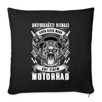 Motorrad Geschenk Alter Mann Biker Spruch Mann - Sofakissenbezug 45 x 45 cm - Schwarz - Vorne
