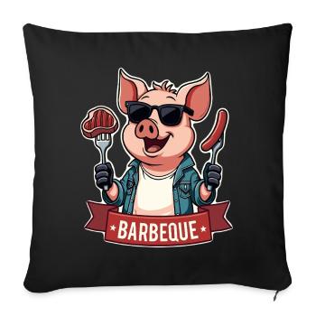 Cooles Lustiges Grill Schwein BBQ - Sofakissenbezug 45 x 45 cm - Schwarz - Vorne