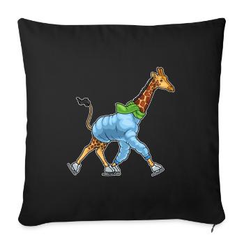 Patins de patinage sur glace Girafe - Housse de coussin décorative 45 x 45 cm - noir - Devant