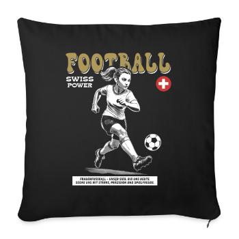 Swiss Women's Football Shirt: Emotion on the Ball - Sofa pillowcase 17,3'' x 17,3'' (45 x 45 cm) - black - Front