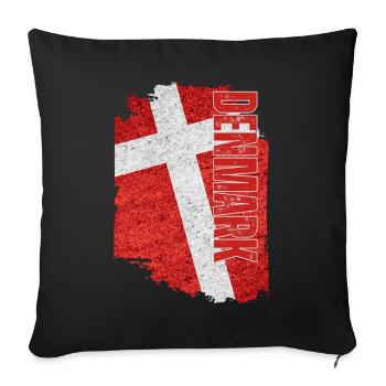 Drapeau vertical du Danemark, I Love Denmark - Housse de coussin décorative 45 x 45 cm - noir - Devant